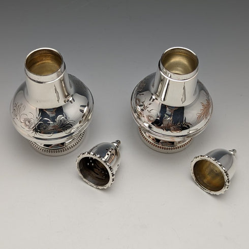 British vintage silver plate seasoning container pair